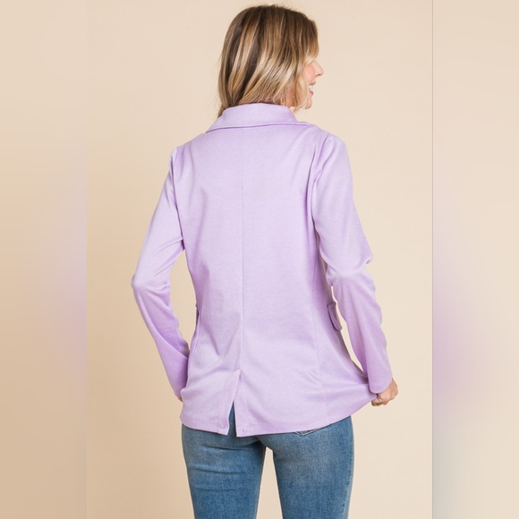 Culture Code Button Up Long Sleeve Slit Blazer - Picture 2 of 4